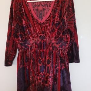 Unity Burgundy Crushed Velvet  V neck Top